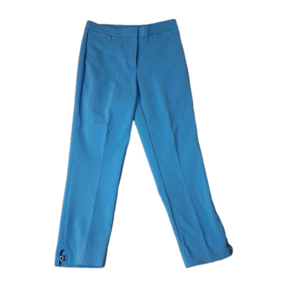 Ruby Rd Pants Ankle Crop Size 4P Blue Summer Garden Party Rhinestone Stretchy